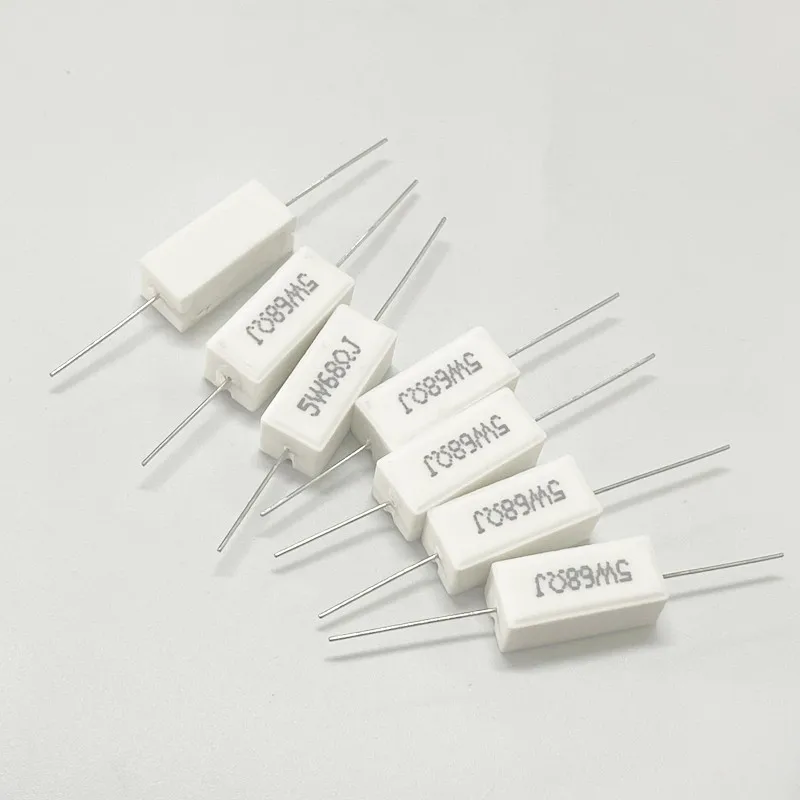 10PCS ตัวต้านทานซีเมนต์ 5W แนวนอน 0.1R/0.25R/0.47R/3R/5R/6.8R/10R/47R/100Ω/1KΩ/10KΩ/47KΩ