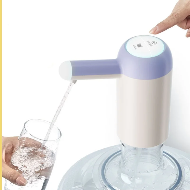 

Portable Electric Water Bottle Pump Wireless Automatic Drinking Water Dispenser for Barreled Bottle White Purple
