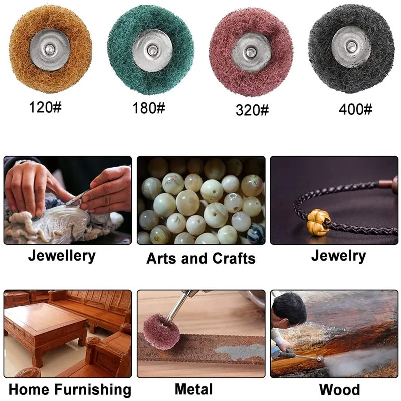 10pcs Mini Drill Abrasive Brush Nylon Buffing Polishing Wheel with 3mm Shank for Dremel Rotary Tool Accessories Set