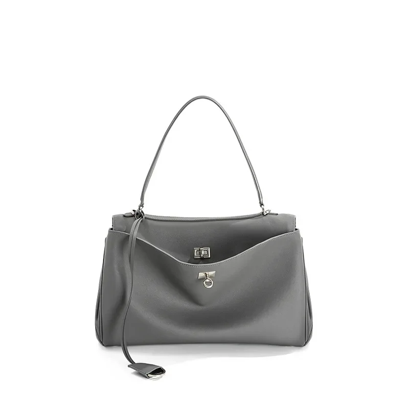 Echte Leder-Tragetasche mit Schnallenverschluss, Große Kapazität Unterarm-Schultertasche Designer-Handtasche Umhängetasche für Damen