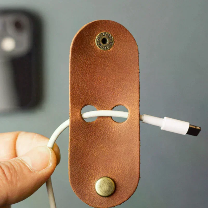 1/3Pcs Mini Leather Cable Winder Earphone Accessories Cord Organizer Charger Cable Protector Clips Cord Holder Cable Management