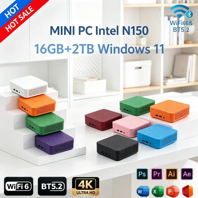 新入荷-n150-ミニpc-16gb-ram-1tb-2tb-ssd-windows-11-wifi6-ポータブル小型デスクトップpc-ホームオフィス-学習用-軽量ゲーミングコンピューター
