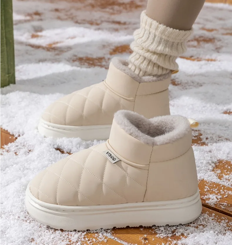 Winterfleece-gefütterte Hausschuhe, rutschfest, dicke gepolsterte Sohle, gemütlich warm, für Männer und Frauen, für den Innenbereich, mit Fersenumwicklung für Küche und Bad. – Detail 2