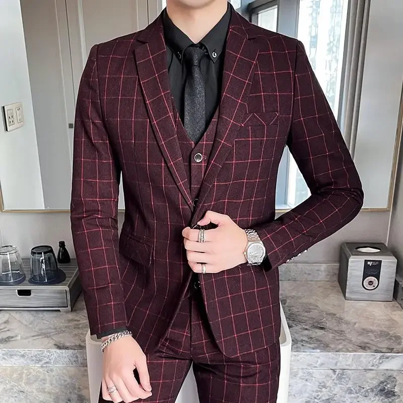 2024 Boutique (Blazer+ Vest + Pants) Men\'s Fashion Hosting Work Business Wedding Casual Art Style Elegant Gentleman\'s Suit M-5XL