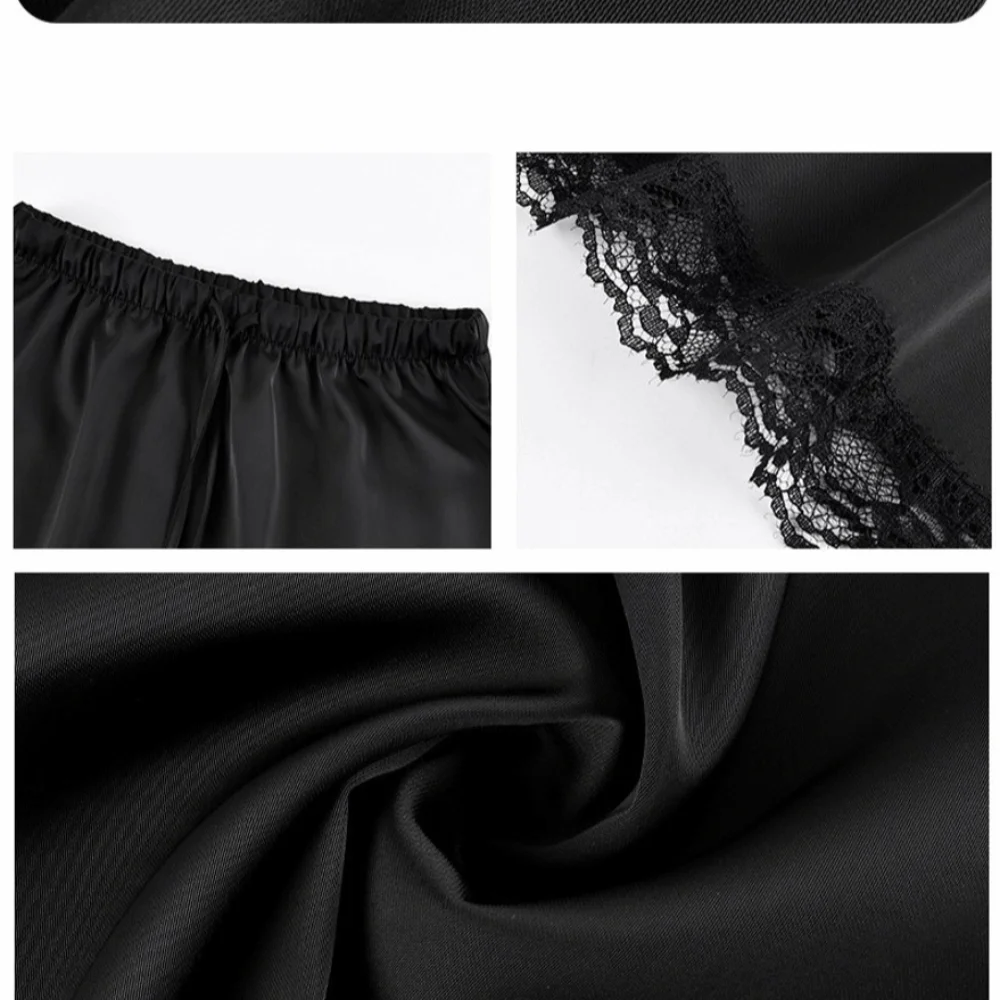 Easy Match Lace Edge Craft Satin Half Skirt Gentle Vibe Adjust Tie Belt Lace Trim Bottom Casual Tone Tie Waist Skirt City Walk