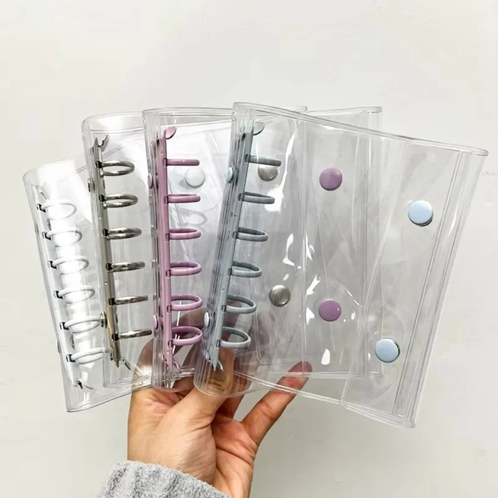 Candy Color Macaron-Themed A7 Binder Cover Transparent PVC Collectible Organizer 6-Hole Double Button Photo Album Cover