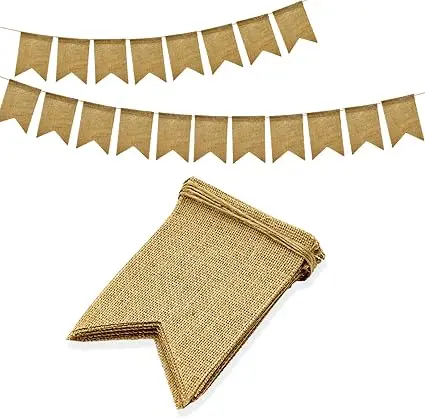

15PCS DIY Blank Burlap Bunting Garland Hessian Garlands for Rustic Wedding Birthday Party Baby Shower Decoration