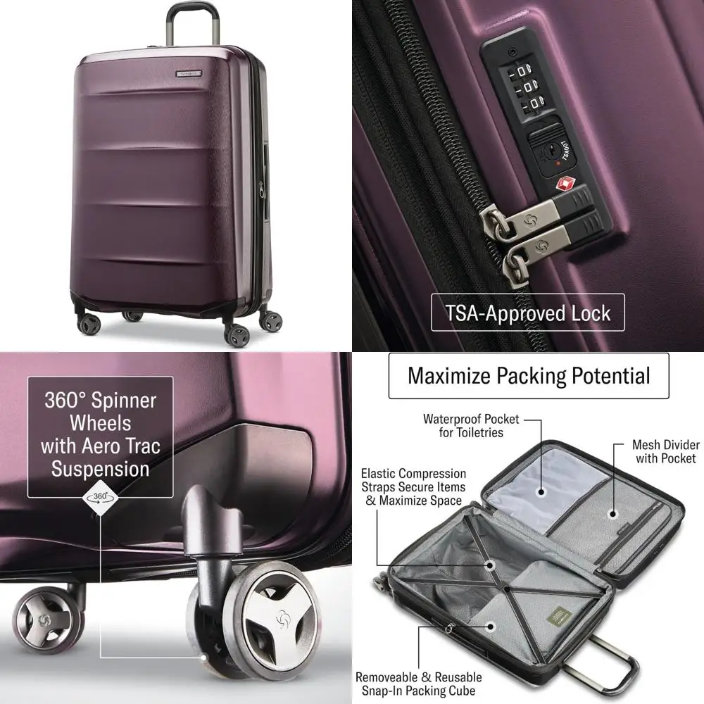 

Легкий ударопрочный 28-дюймовый жесткий чемодан с возможностью 360° ° Spinner Wheels — прочный большой чемодан в клетку для путешествий