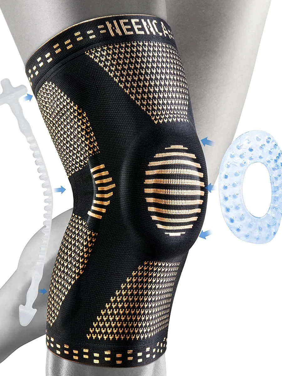 NEENCA Copper Knee Brace Knee Support with Patella Gel Pad &Side Stabilizers for Knee Pain Sport Arthritis ACL Joint Pain Relief