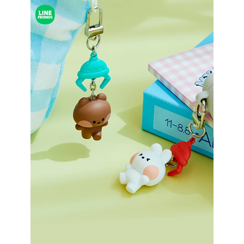 Line Friends Original Kawaii Brown Bear Sally Cony Choco Anime Keychain Cartoon Cute Minini Series Bag Hanging Pendant Gifts Toy