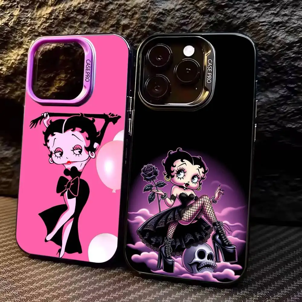 

G-Girl G-Betty-es B-BoOpS Phone Case For iPhone17,16,15,14,13,12,11 Plus,Pro Max Colored Silver Plated Inside Cover