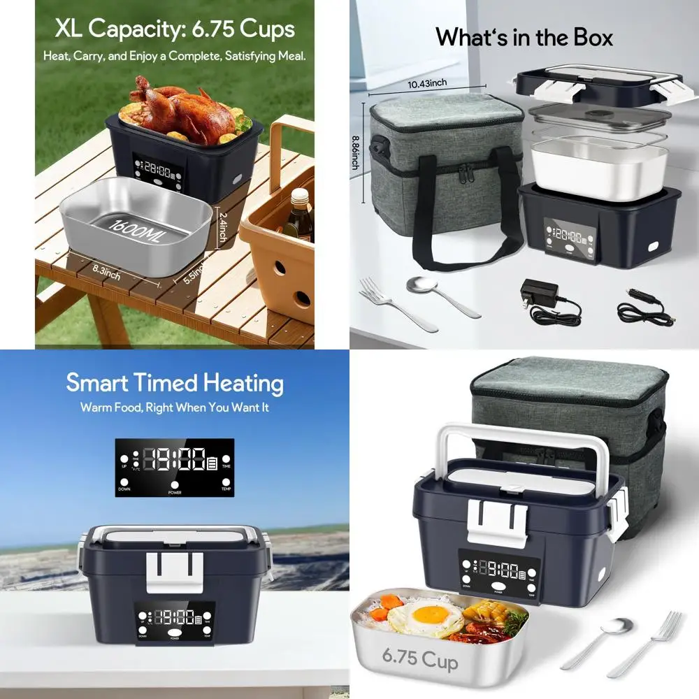 

Portable Rechargeable Food Warmer, 6.75 Cups, 212°F Heating Meal Container for Office, Travel, Outdoors