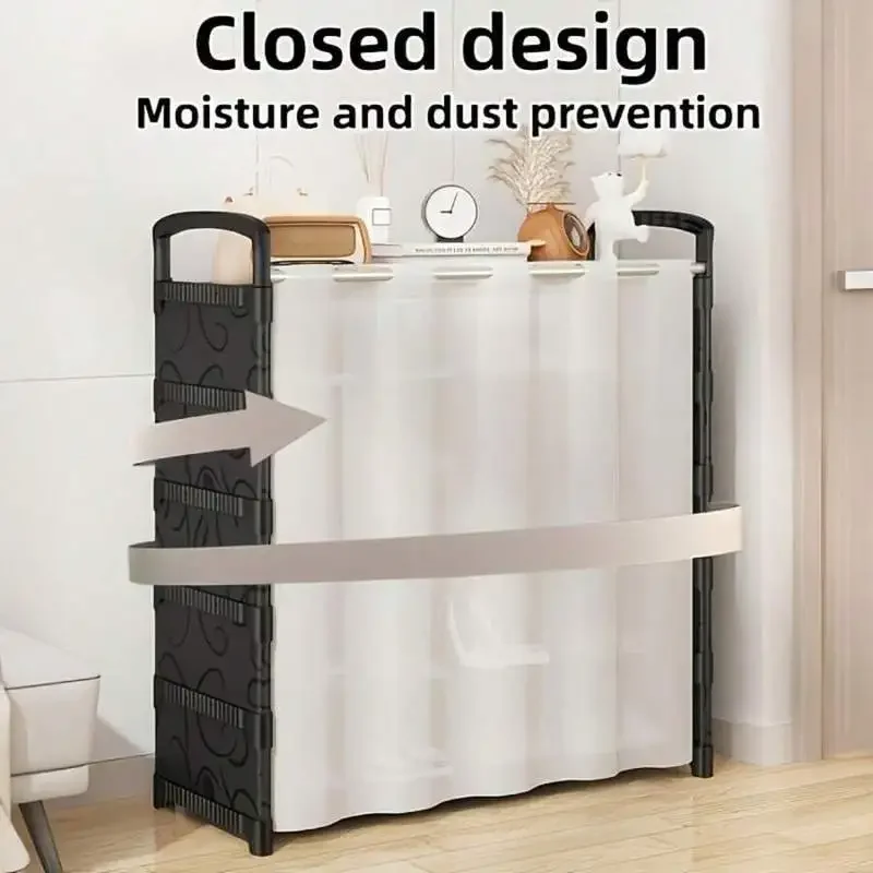 1 piece of multi-tier simple dustproof shoe rack system, style with high storage capacity, easy to assemble
