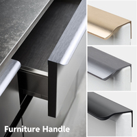 Hidden Furniture Handles Golden Black White Kitchen Cabinet Pulls Punch Free Handles For Cabinets And Drawers Arc Wardrobe Pulls