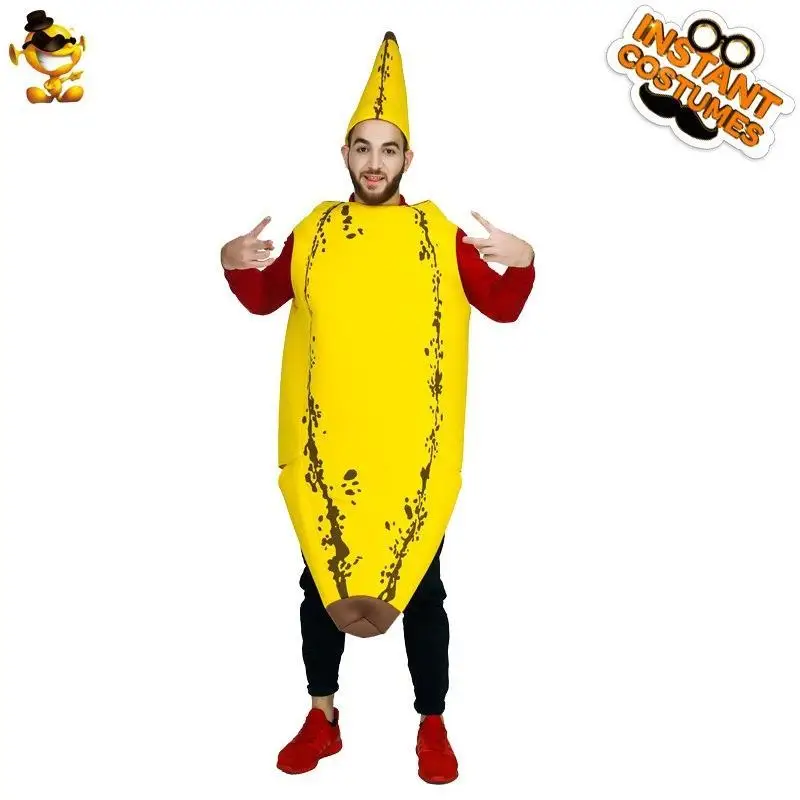 الكبار والأطفال لوين مضحك تأثيري الموز البدلة الوالدين والطفل الزي أداء الزوجين كرنفال الفاكهة زي