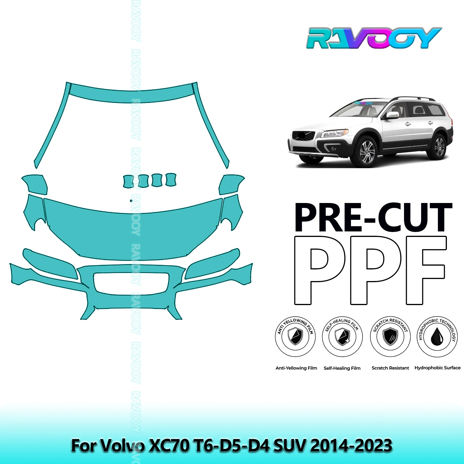 

Car Precut Paint Protection Film Front Kit Anti-scratch Exterior TPU PPF For Volvo XC70 T6-D5-D4 SUV 2014-2023