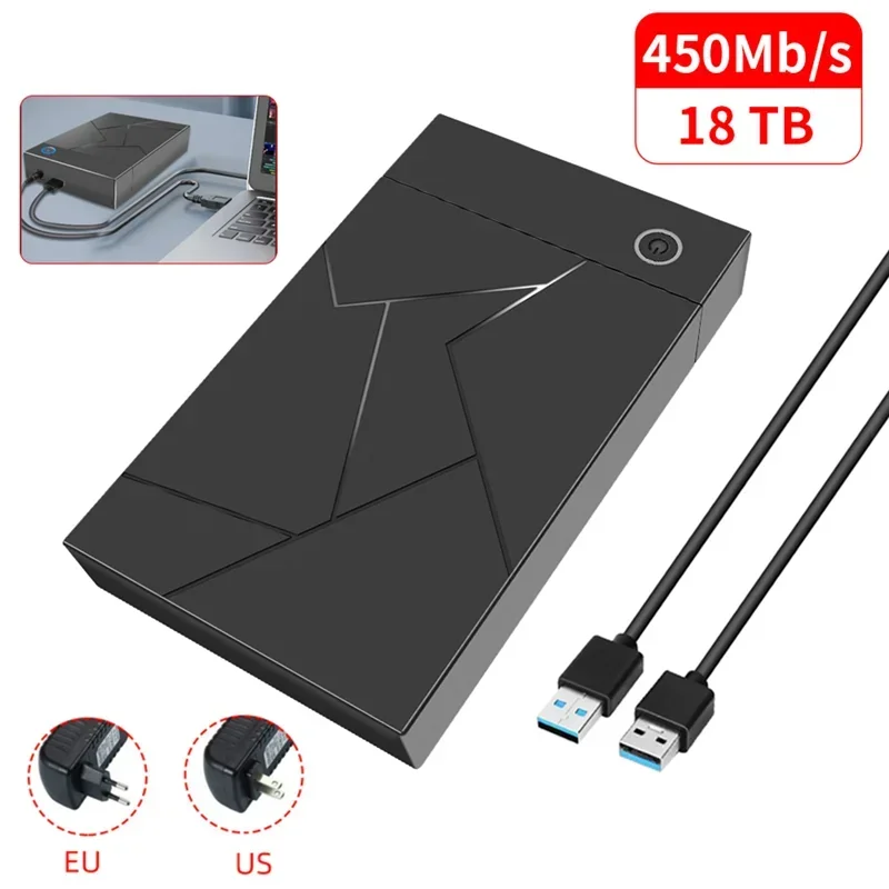 3.5 Inch HDD Enclosure USB 3.0 to SATA Hard Drive Case SSD Enclosure External Solid State Hard Drive Disk Box-EU Plug