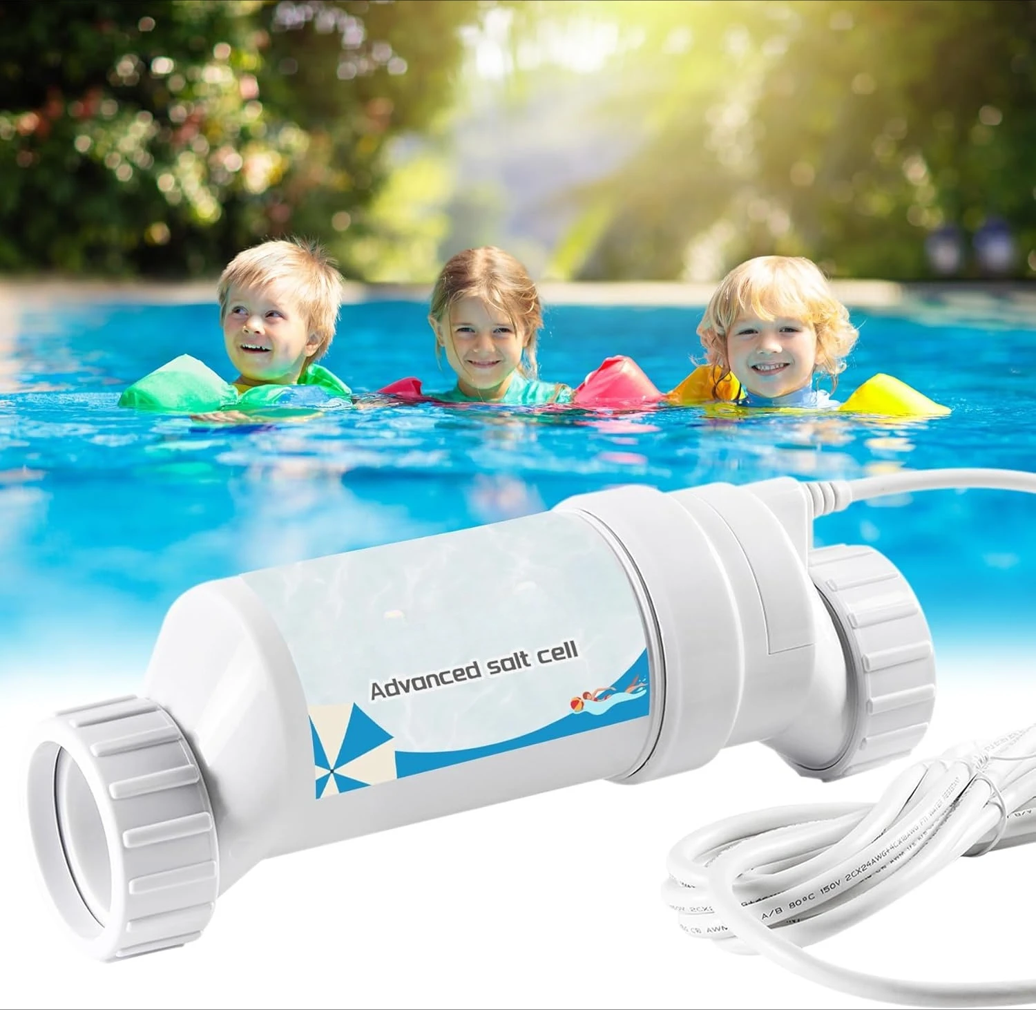 Salt Cell Plate Up to 40,000 Gallons Swimming Pool Salt Chlorine Generator, Salt Cell for Pool Fits