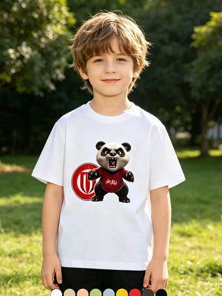 Cute Panda Print T Shirt for Men Women Adult Kids Soccer Summer Cotton Short Sleeve Casual Sports Top