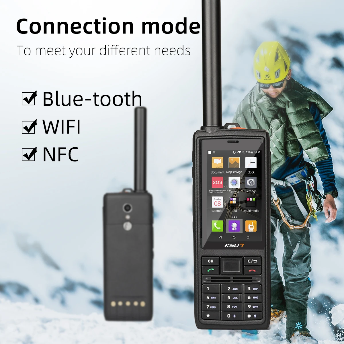 KSUT TD901 IP68 SOS Long Range Handheld GPS Beidou GLONASS Satellite Tian Tong Cell Phone IP68 Walkie Talkie Mobile Phone