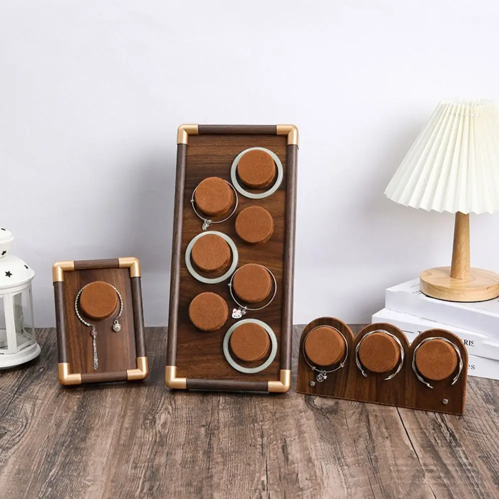 

Fashion Walnut Wood Bracelet Tray Necklace Organizer Bracelet Display Rack Storage Case Ornaments Hand Jewelry Holder Women