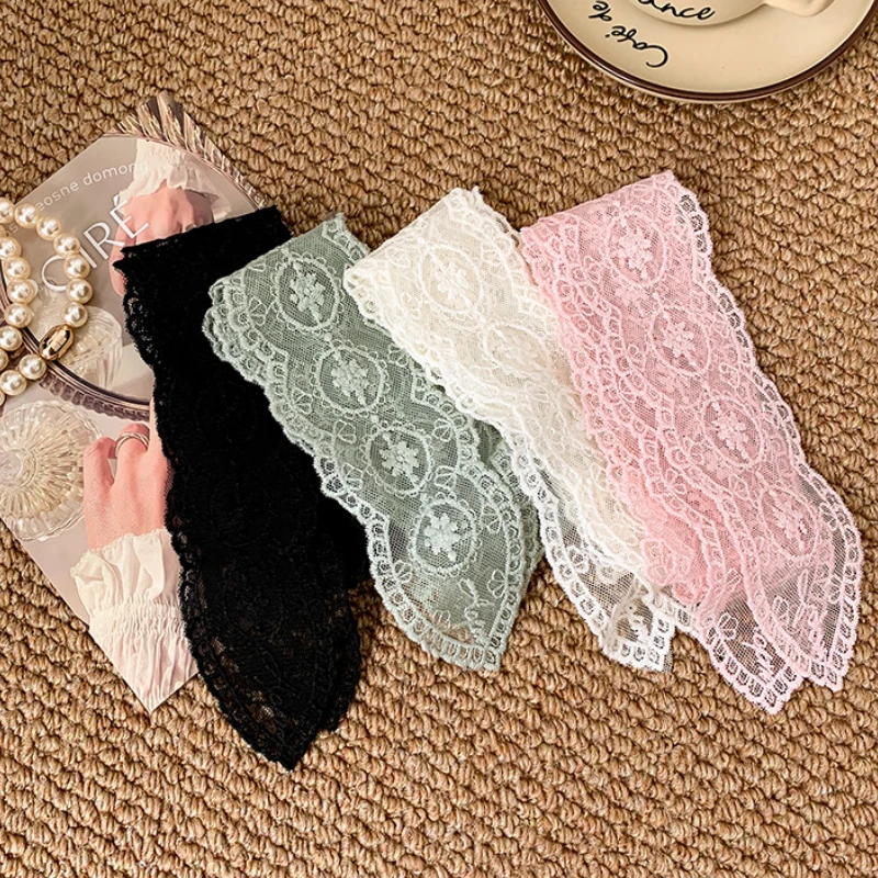 2025 neue Ins Vintage weiße Spitze lange Seidenschal Damen vielseitige dekorative Y2k schmale Haargürtel Gürtel Premium Spice Girl Schal – Detail 12