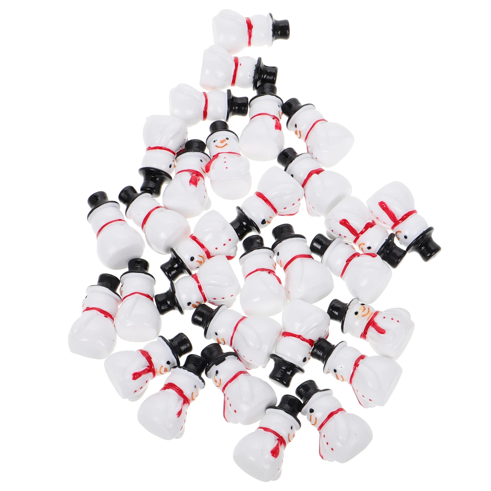 

30pcs Mini Snowman Figurines Resin Christmas Decorative Statues For Indoor Outdoor Garden Home Office Party Supplies