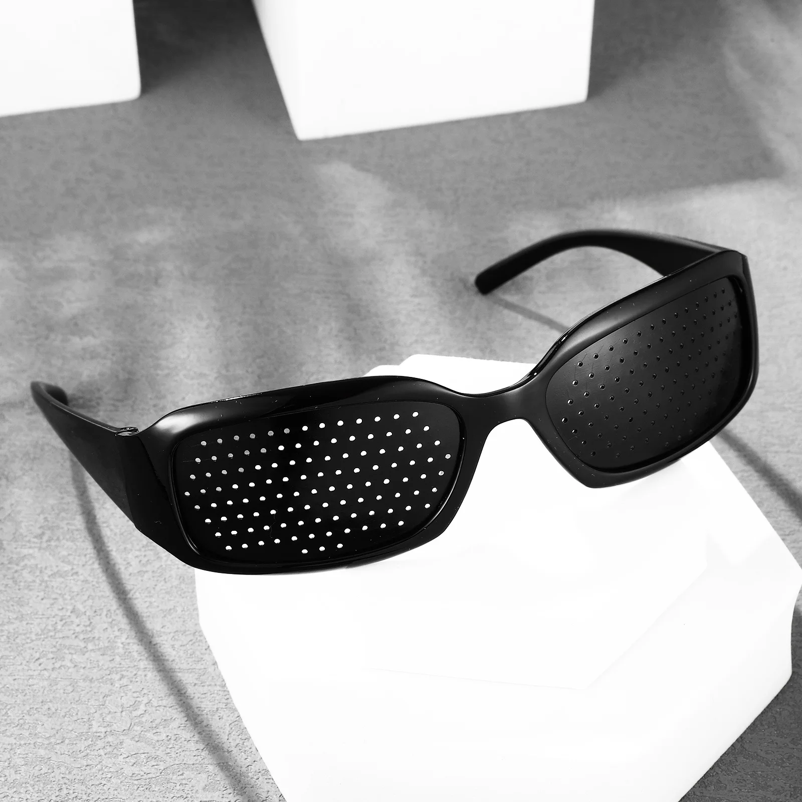 Óculos pinhole de proteção de armação completa, óculos duráveis para treinamento ocular, óculos de melhoria portátil, 2 peças