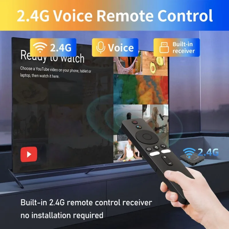 FULL-Q2 HD Smart TV Box Network Set-Top Box For TV Android 14 Wifi 4K Screen Mirroring Player EU Plug