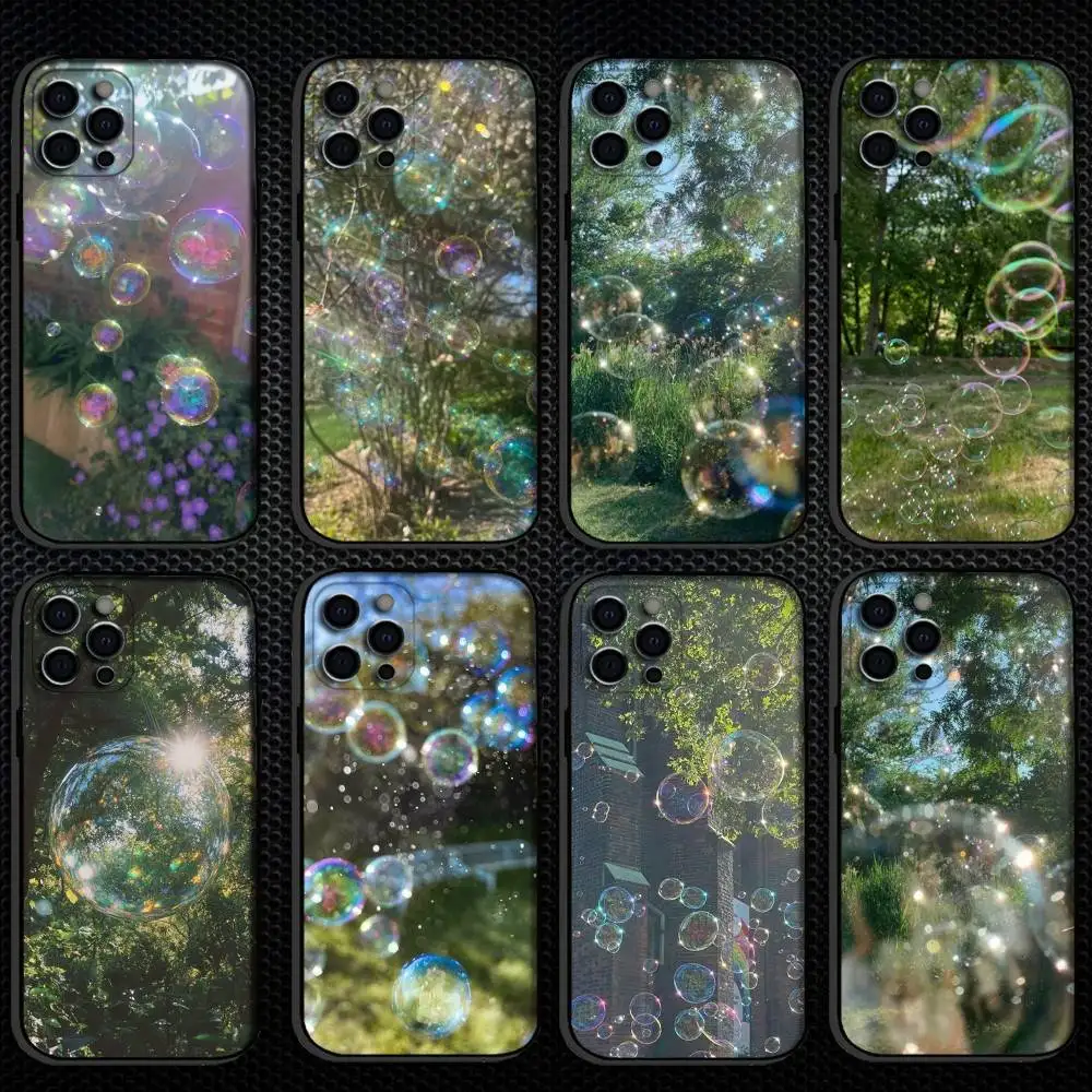 

Forest Bubbles Phone Case For iPhone 16,15,14,13,12,11 Plus,Pro Max, Others Soft Black Cover