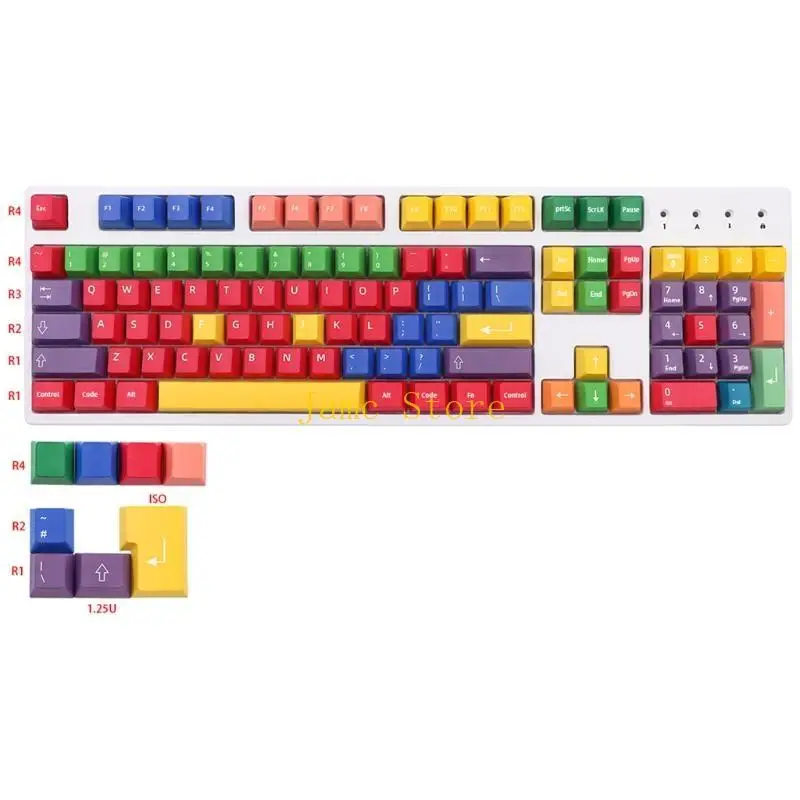LX0B Mechanical Keyboard Keycap Colour Matching Cherry Profile 112Keys Dye Sub KeyCap for Cherry MX 61 104 108