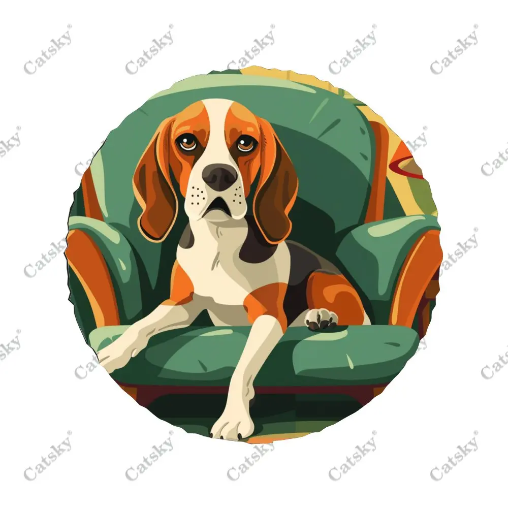 Beagle Sitting on Sofa Universal Car Spare Tire Cover Auto Accessories Wheel Cover Protect for Trailer SUV Truck Camper14-17in