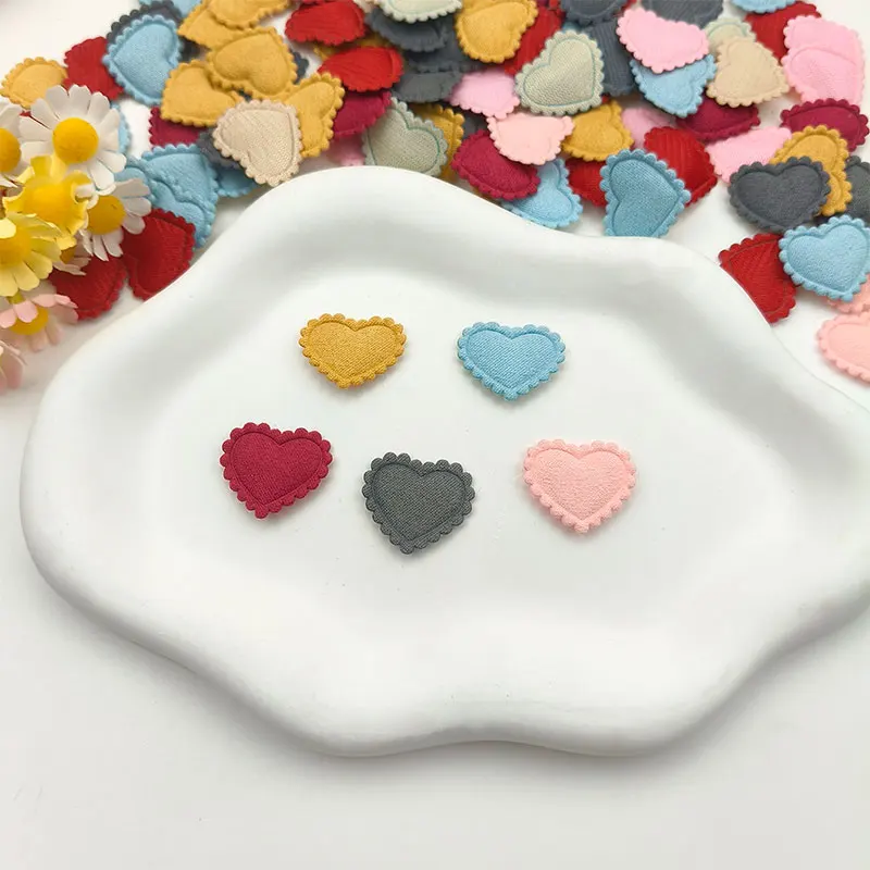 50 Stück gepolsterte Herz-Applikationen für DIY-Haarspangen, Zubehör, Materialien, Kleidung, Spielzeug, Dekoration, Aufnäher – Detail 1