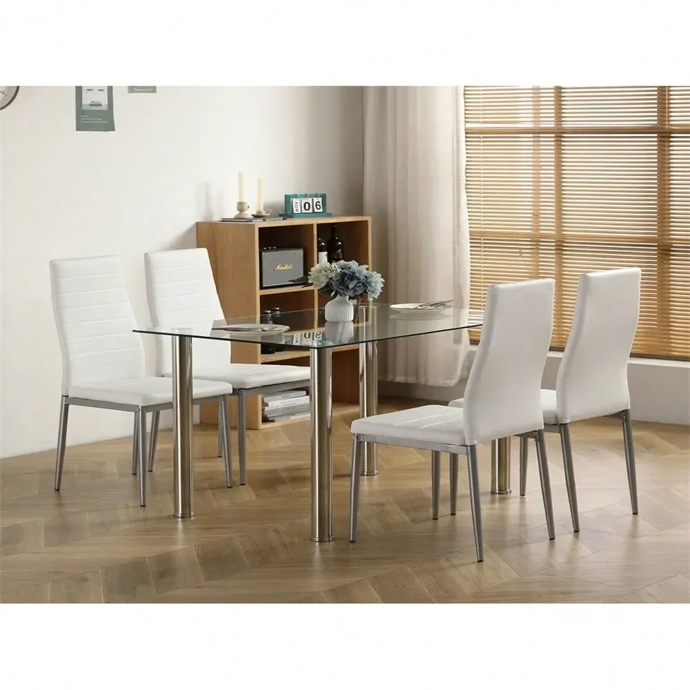 

Tempered Glass Dining Table Kitchen Table Stainless Steel Only Table