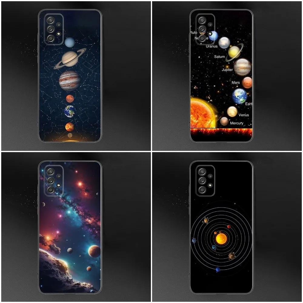 

Space Planet Stars Moon Phone Case For Samsung S24,S23,S22,S21,S20,S10,S10E,S9 Plus FE Note 20 Ultra 10,9 Plus Black