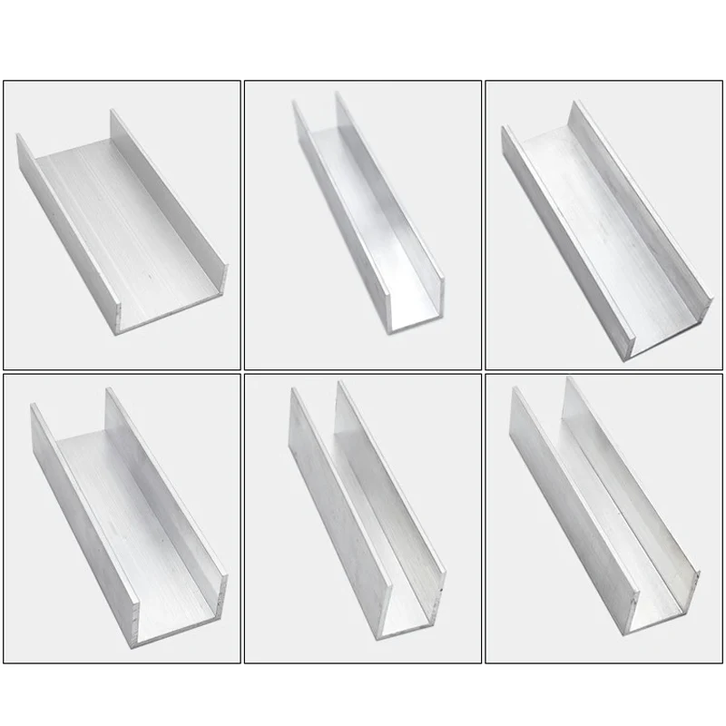 2Pcs Aluminium U Profile Channel 5x5/5x10mm-100x25mm Length 495mm DLY Aluminum Profile Fixed Card Slot Thick 0.4-2mm