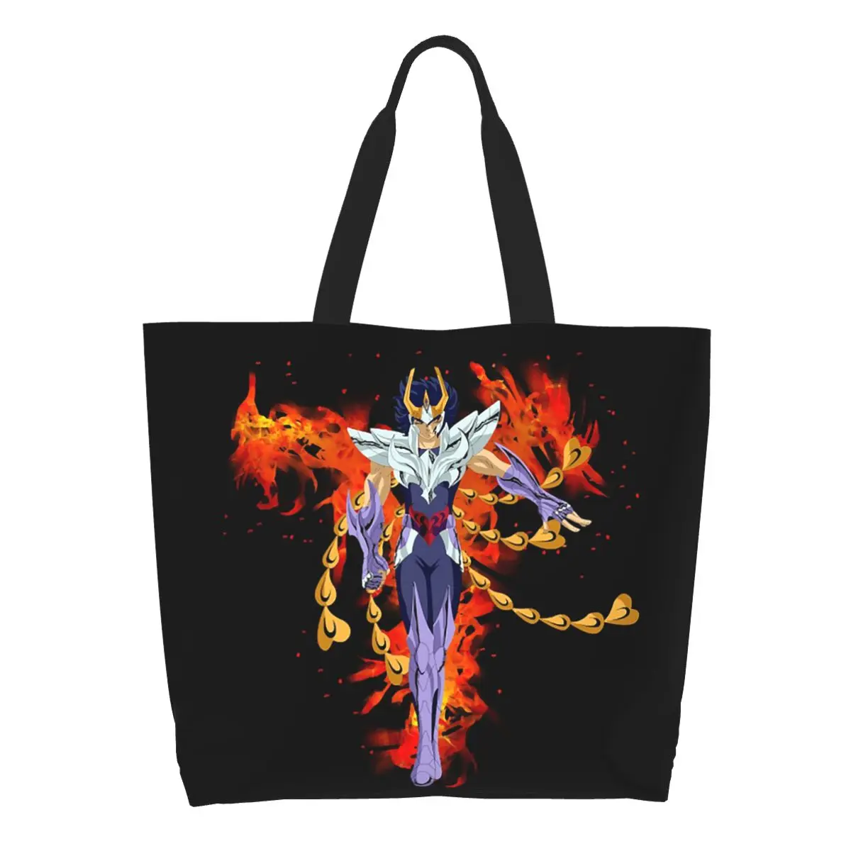 Anime Knights Of The Zodiac Saint Seiya Shopping Tote Bag Canvas Large Capacity Shoulder Bags Shopper Grocery Handbag for Women