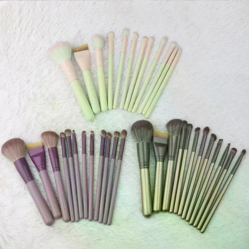 10/12 Pcs Crescent-shaped Makeup Brushes Complete Set Of Foundation Loose Powder Blush Concealer Eye Shadow Professional Set