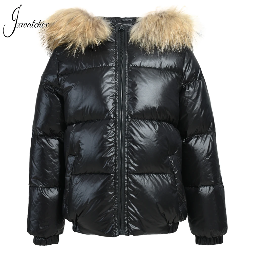 

Jxwatcher Children's Jacket White Duck Down Thicken Warm Winter Down Jacket With Real Fur Collar Boy Girl Baby Hooded Down Coat