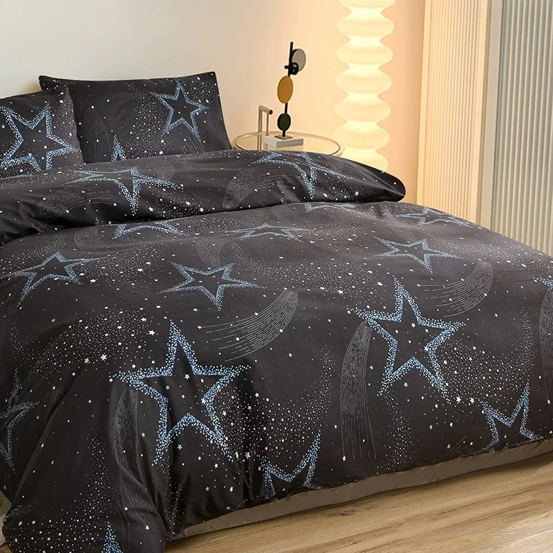 1pc Duvet Cover,Soft Polyester Star Shining Print Or AB Side Pattern Quilt Cover King Comforter Cover Skin-Friendly 220*240cm