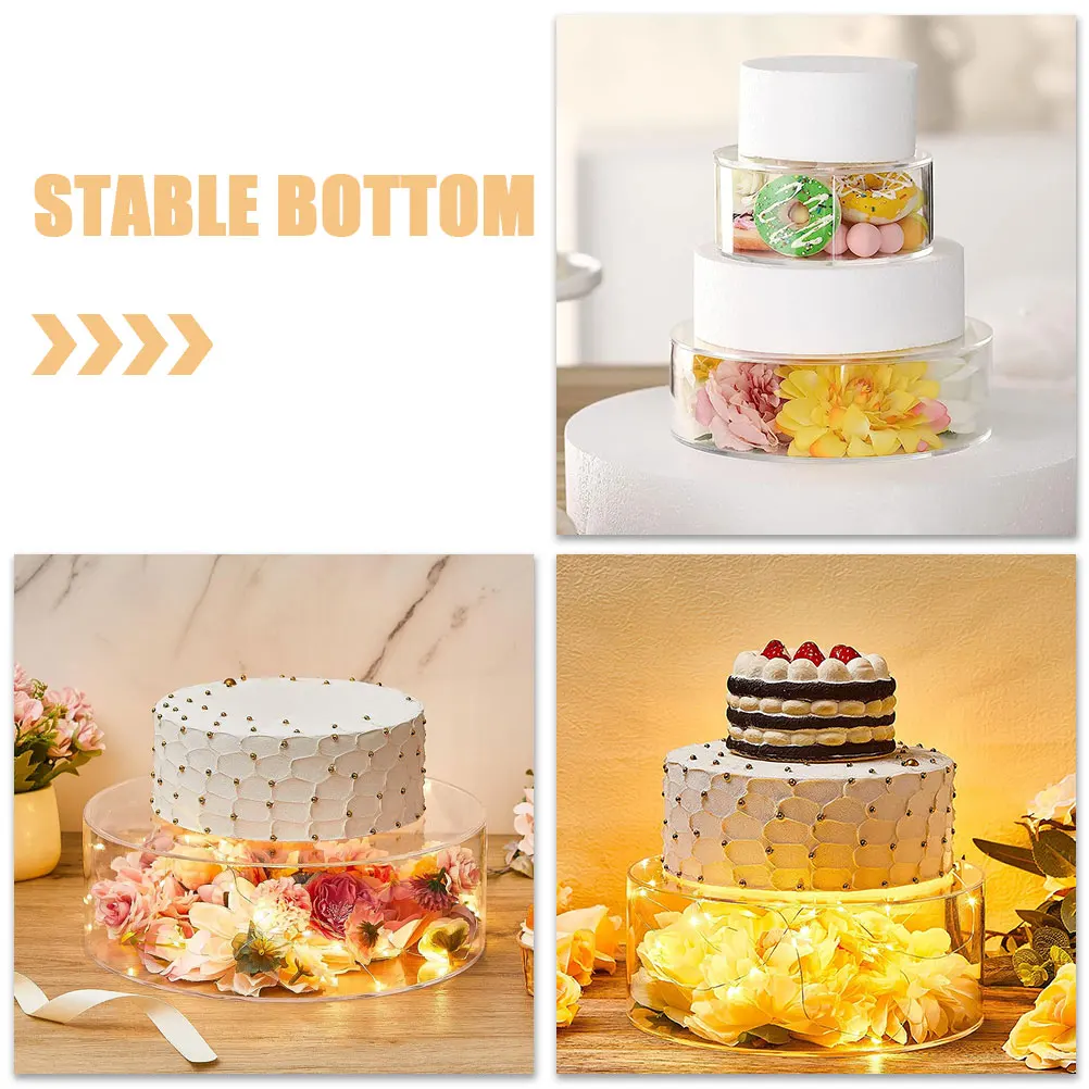 

2pcs Acrylic Cylinder Riser Round Transparent Fillable Risers For Cupcake Display Wedding Buffet Table Decor Display Dessert