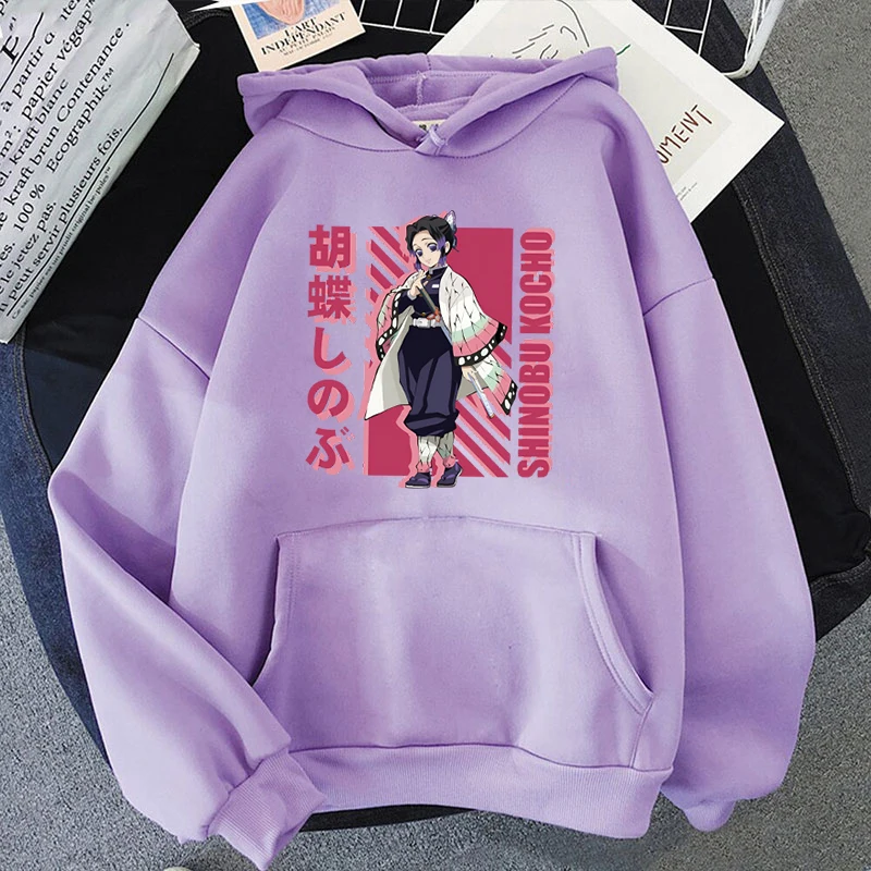 New Anime Kochou Shinobu Pattern Print Hoodies For Women Fashion Casual Sports Sweatshirts Ladies Pullovers Tops