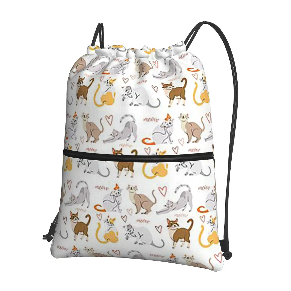 

Рюкзаки с серым имбирем и сиамскими котятами и кошками, модные портативные сумки на шнурке, сумка для мелочей, сумки для книг для путешествий студентов