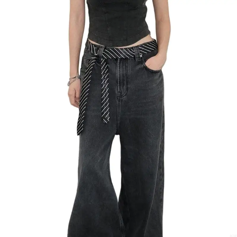 أزياء مخططة الضيقة ربطة عنق قابلة للتعديل 145 سم حقيبة حزام حزام الفرقة متعددة الاستخدامات للجنسين مكتب الأزياء الأساسية H7ef