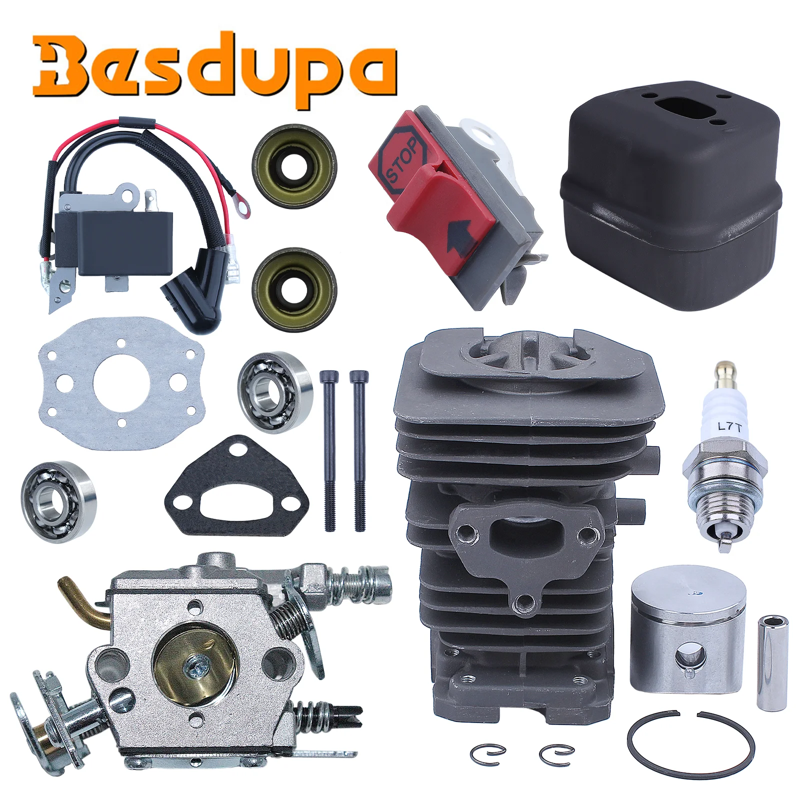 

38mm Cylinder Kit For Husqvarna 136 137 141 Chainsaw Parts 530069940,530055128,530016044,545006044,530071987