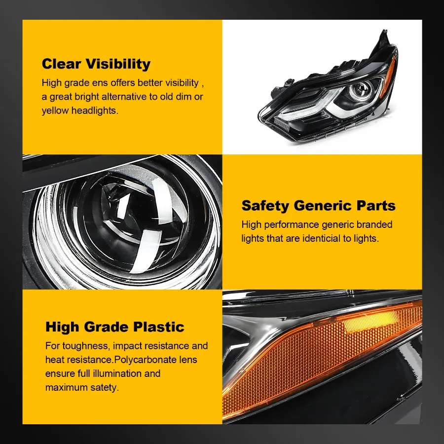 Scheinwerferbaugruppe mit LED-Tagfahrlichtprojektor für Chevy EquBlack-Gehäuse 2018–2020