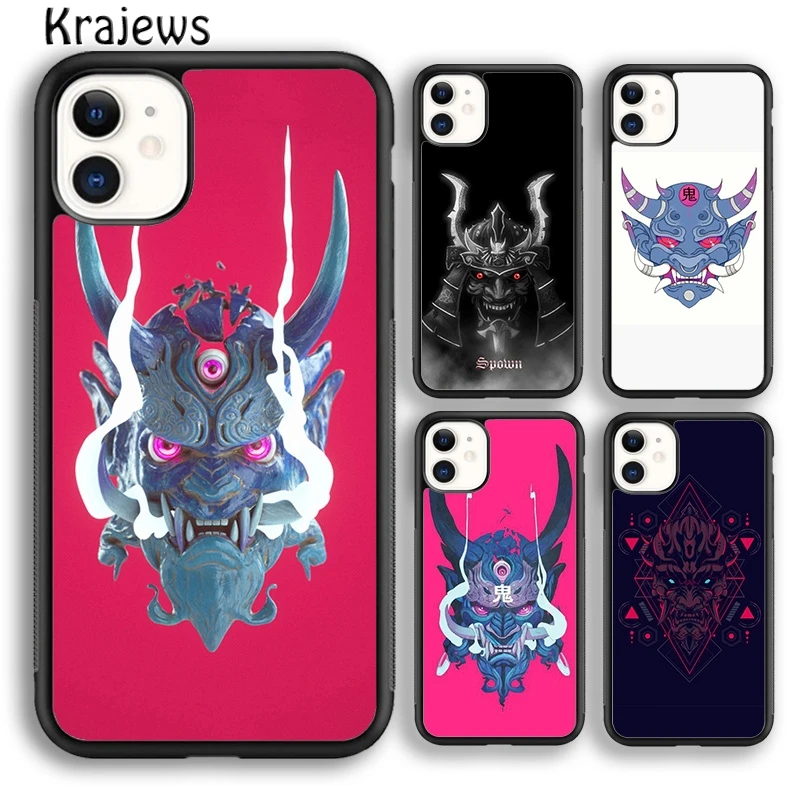 Krajews Japanese Oni Hannya Demon Mask Phone Case Cover For iPhone 16 15 SE2020 14 6 7 8 plus 11 12 13 pro max coque Fundas