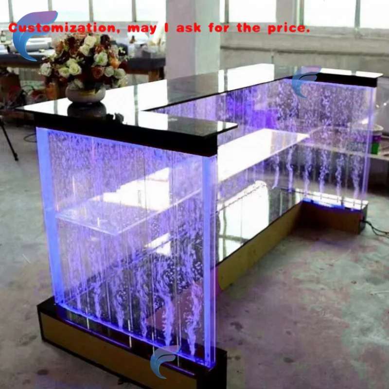 

custom.Modern Interior Decoration Party Furniture with Colorful LED Light Bubble U Shape Led Bar Counter Customized Wine