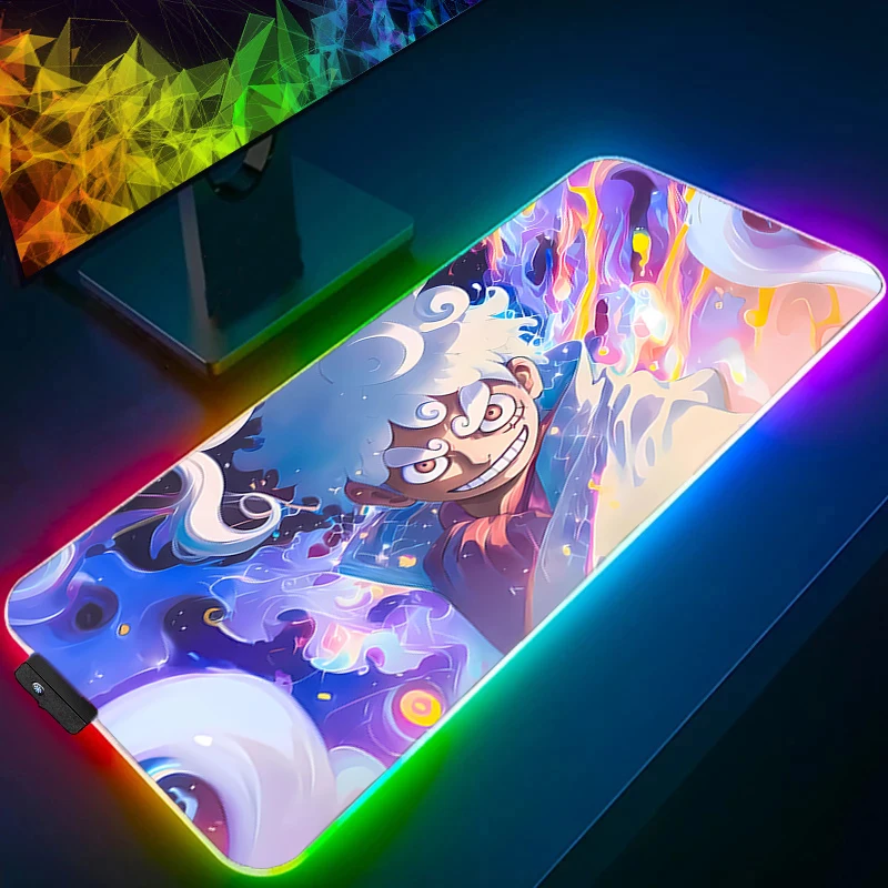 

LED Mouse Pad one piece luffy 90x40cm Gamers Decoracion Game Desk Mat RGB Mousepad XXL Gaming Accessories Backlight Keyboard Mat