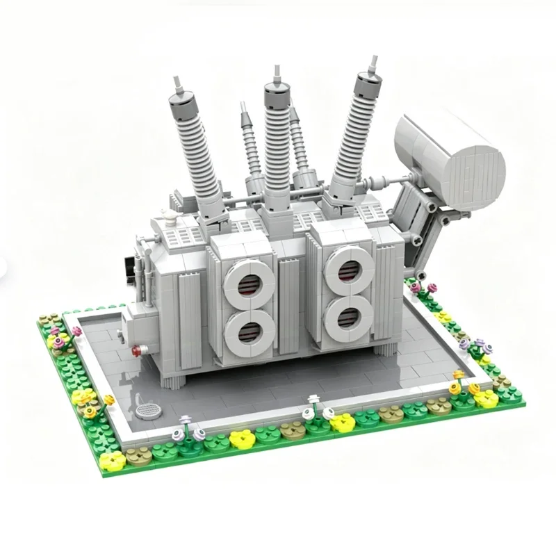 Urban Street View Power System Modular Building High-Voltage Transformer Station Building Block Technology Gift Assembly Toy DIY
